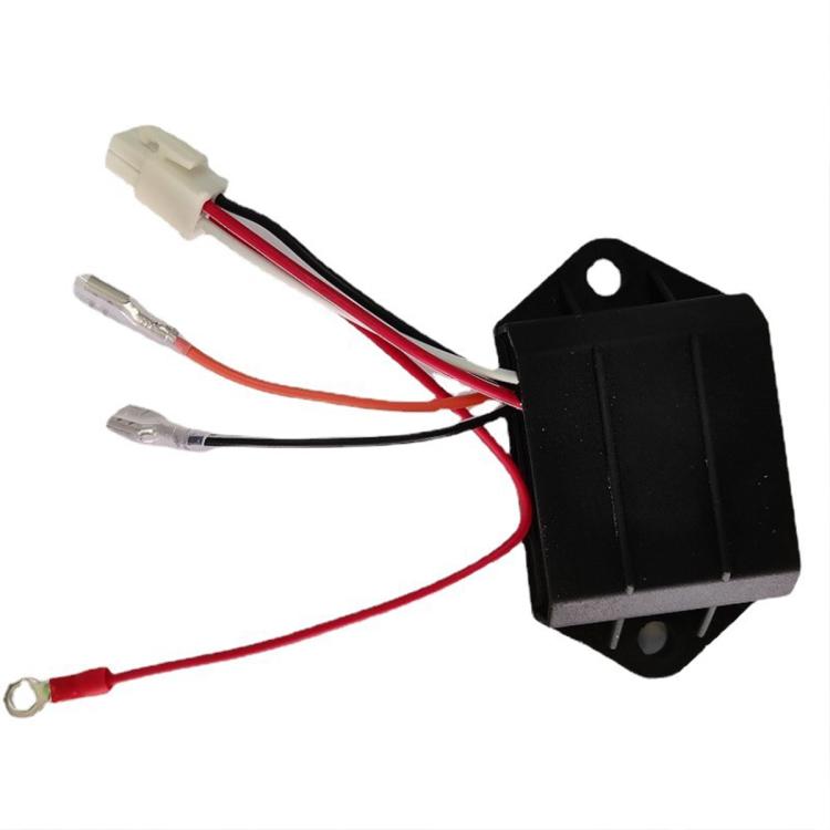 AC CDI ignitor module with wire harness and terminals, black box