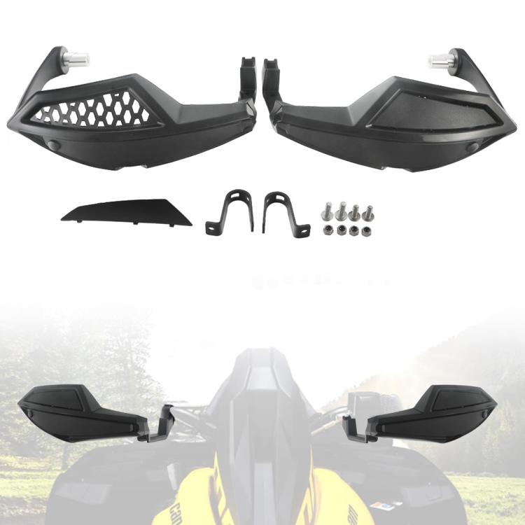 ATV handlebar hand guard kit, pair of black protective covers with mounting hardware