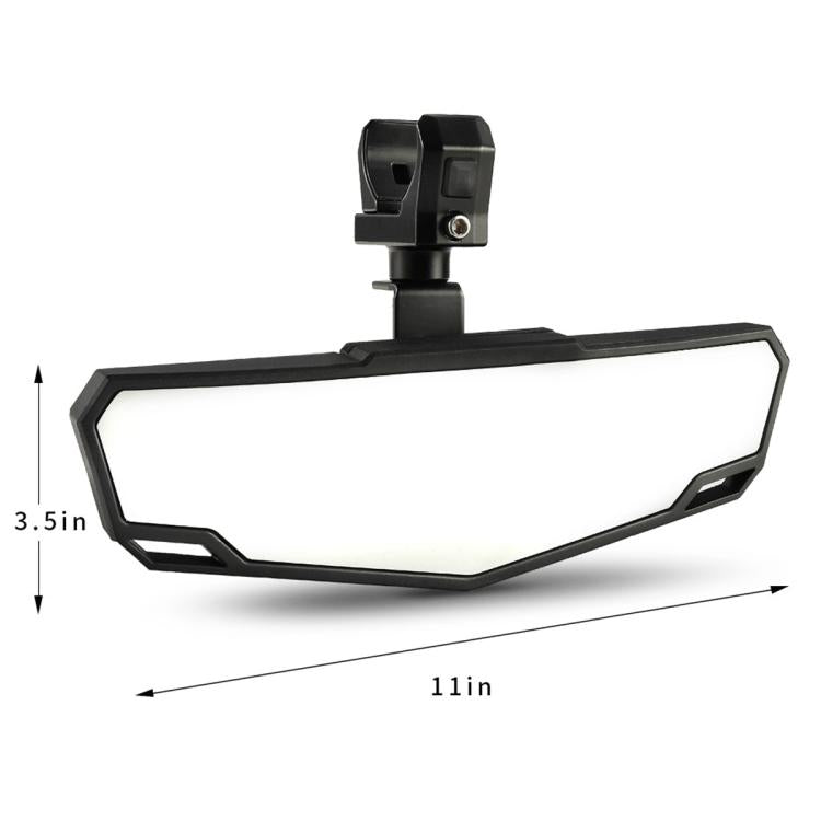 Black center rearview mirror with adjustable mount and wide protective shield
