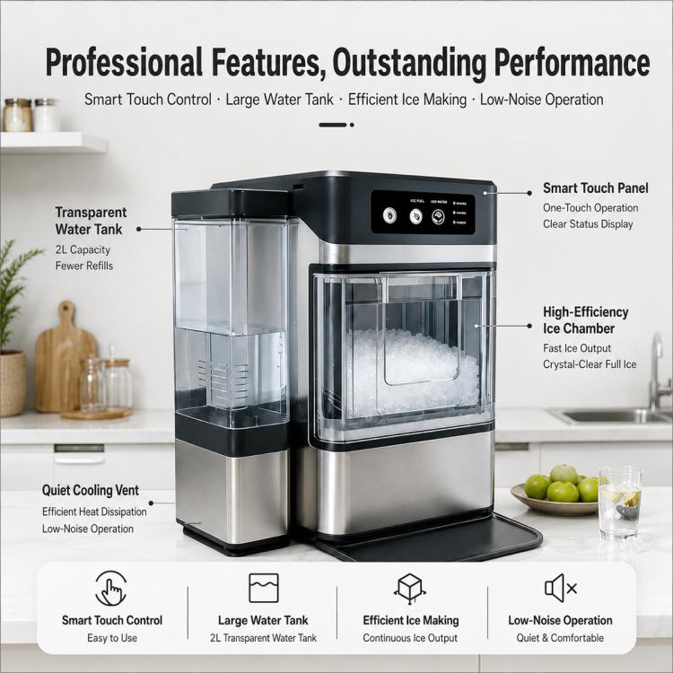 Commercial Household Fully Automatic Intelligent Ice Maker, US Plug, UK Plug, EU Plug