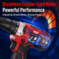 Cordless electric drill driver with red body, black grip, and metal chuck