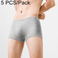 Men's heather gray disposable boxer briefs, front view, elastic waistband visible