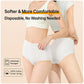Women disposable underwear briefs, white, on-model front view with elastic waistband