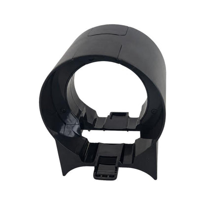 Black plastic water tank connector for wet floor cleaner, with central circular opening.