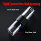 Clear and black tank connector assembly linking clean and dirty water tanks.