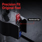 Black connector clip assembly with reinforced latch and red locking tabs for tube.