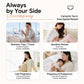 Women’s disposable underwear briefs shown with care and use-case icons
