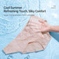 Disposable seamless ice-silk underwear brief laid on flat, light beige