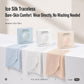 Disposable seamless ice silk underwear briefs with boxed sets and folded blue, white, and beige pairs