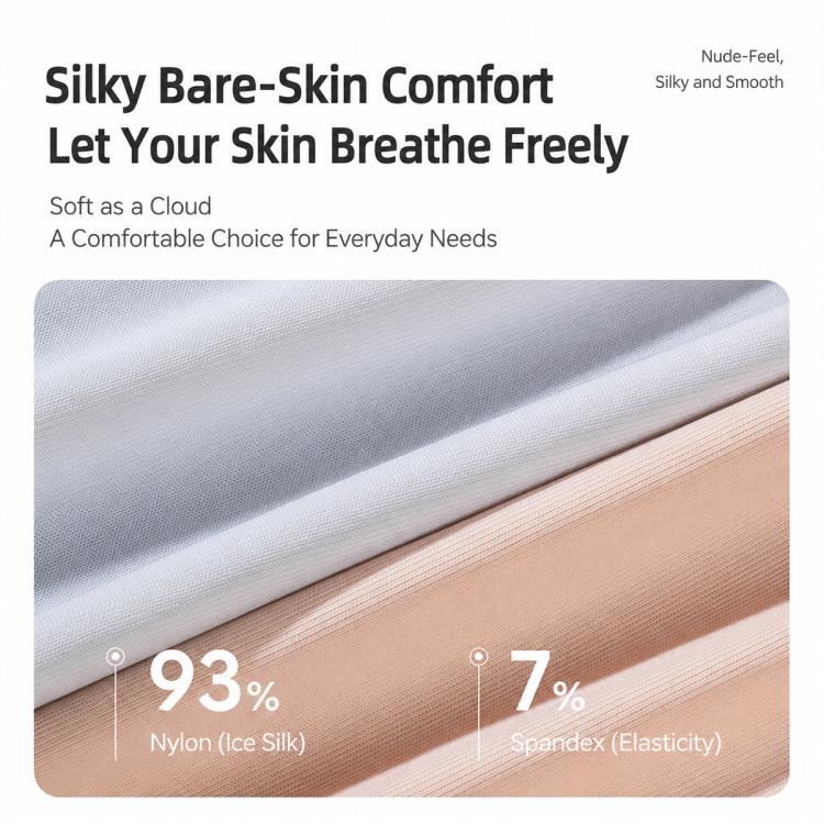 Seamless disposable ice-silk underwear brief fabric swatch in light beige and pale tones