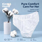 White disposable underwear briefs with soft elastic waistband, shown on model