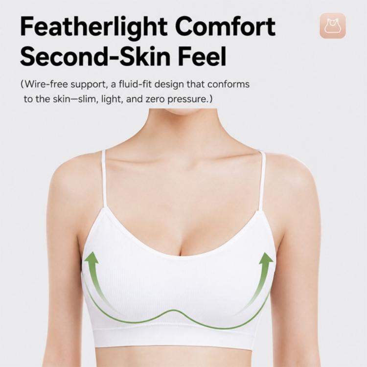 White undergarment bra with thin straps and curved molded cups