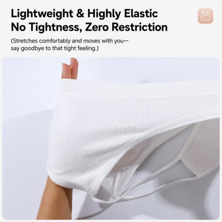 White ribbed disposable undergarment bottom with elastic waistband and leg openings