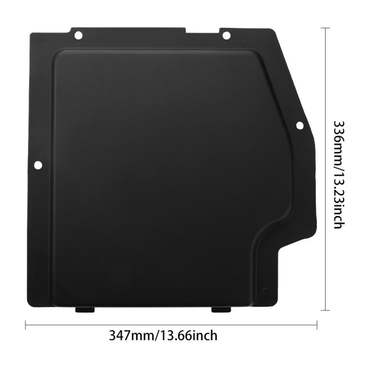 Can-Am Maverick X3 battery cover kit: black cover panel with size dimensions shown
