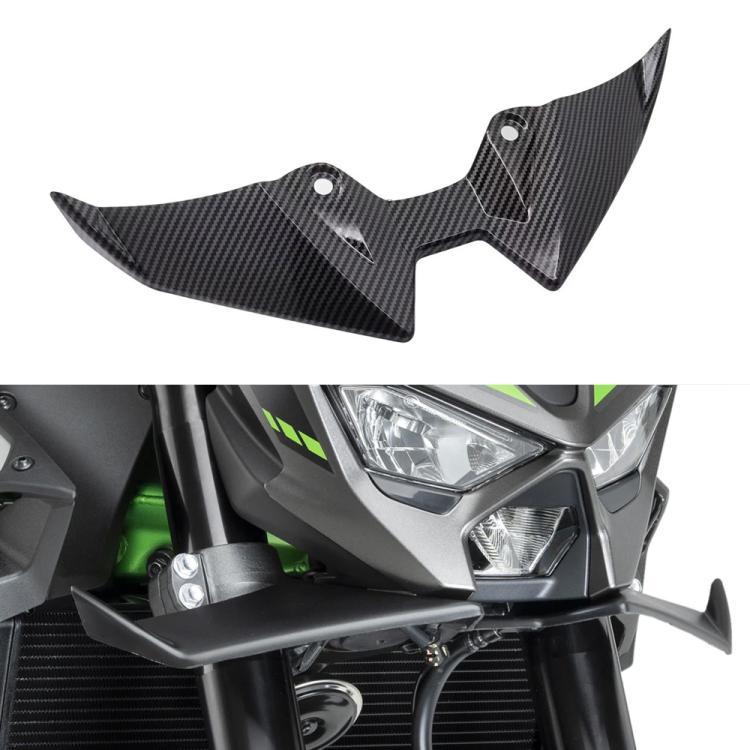 Motorcycle carbon-fiber beak winglet kit, black gloss with mounting holes