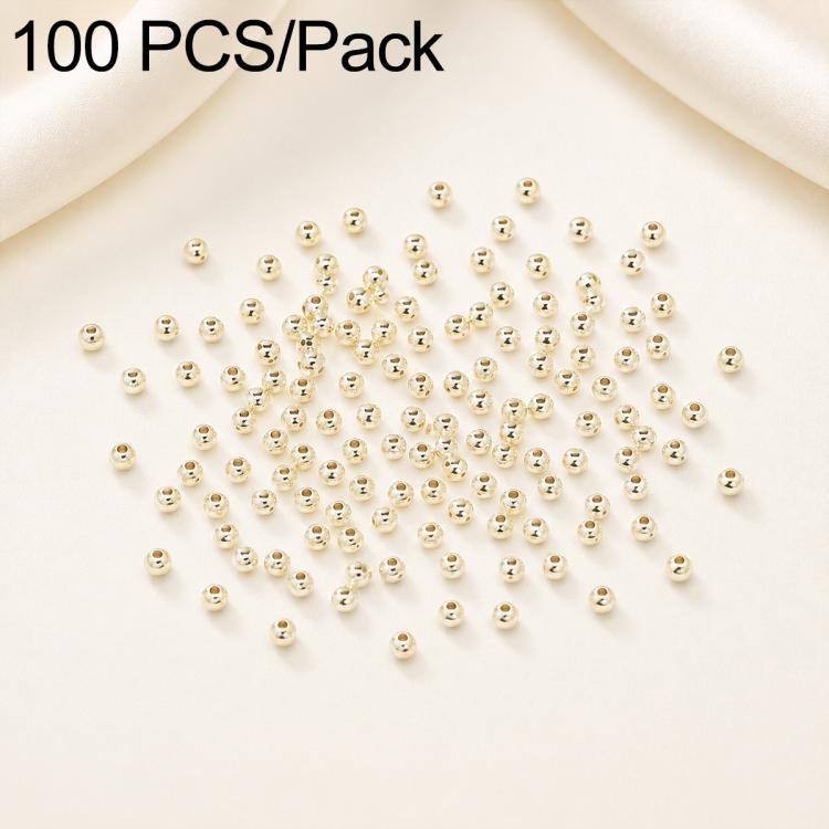 Gold-plated round spacer beads, smooth finish, straight holes, small DIY bead mix