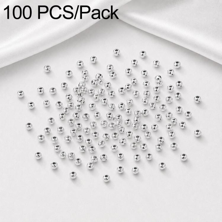 Silver-plated round spacer beads, smooth finish spheres with straight center holes
