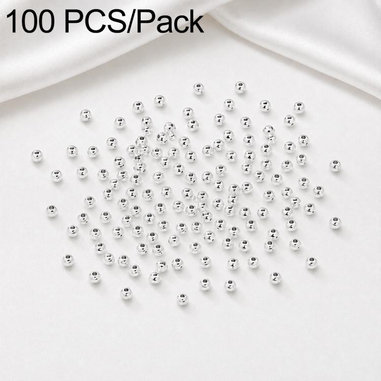 Round spacer beads with smooth finish, straight hole; widely spaced beads in a pack