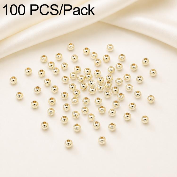 Gold-plated round spacer beads with straight center holes, smooth polished surface