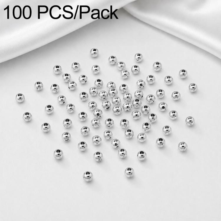 Silver-plated round spacer beads with center hole, smooth finish for DIY jewelry