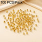 Gold-plated round spacer beads with smooth shine and center holes, 100-piece pack