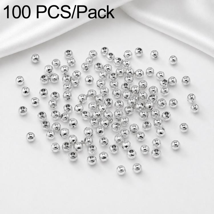 Silver-plated round spacer beads with center hole, smooth finish beads for DIY jewelry