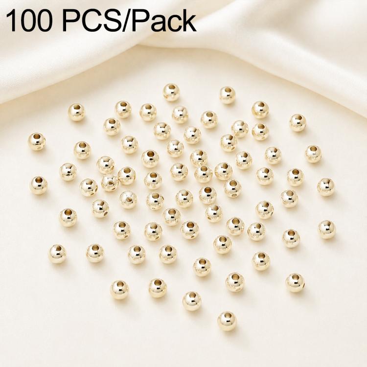 Gold-plated round spacer beads, small size, smooth finish with straight holes
