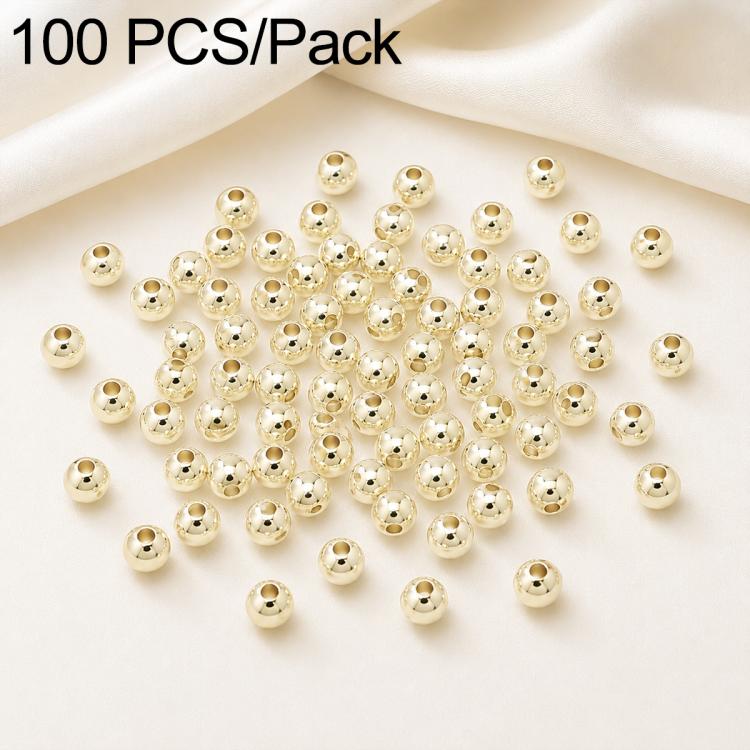 Gold-plated round spacer beads with straight drilled holes, smooth polished look