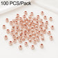 Rose-gold round spacer beads assortment, smooth finish with center holes, 100-pack