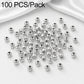 Round spacer beads with straight holes and smooth finish; spread-out beads in a pack