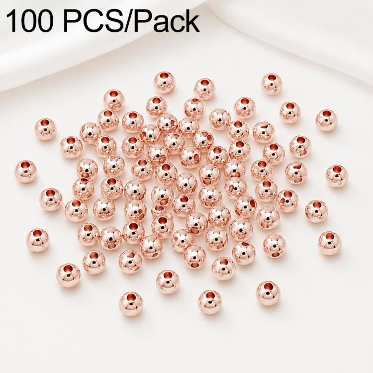 Rose-gold round spacer beads, smooth finish, open center holes, 100-pack