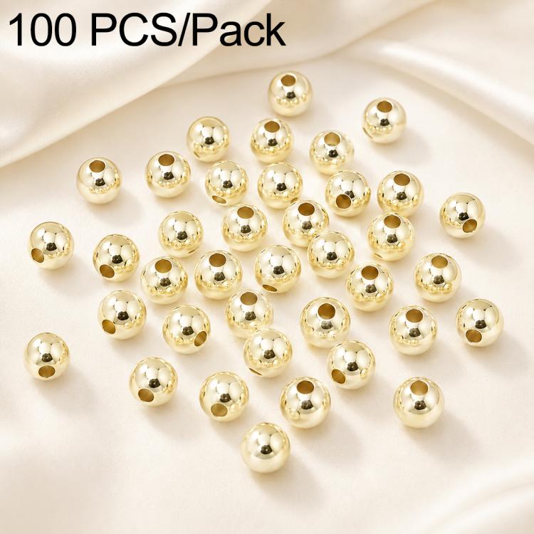 Gold-plated round spacer beads, smooth finish, multiple beads with straight holes