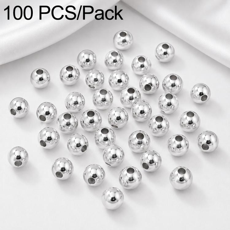 Silver-toned round spacer beads, smooth surface, straight center hole; assorted beads