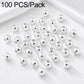 Silver round spacer beads with smooth finish, straight hole; small spread (100 pcs pack)