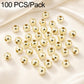 Gold-plated round spacer beads with straight center holes, smooth reflective finish