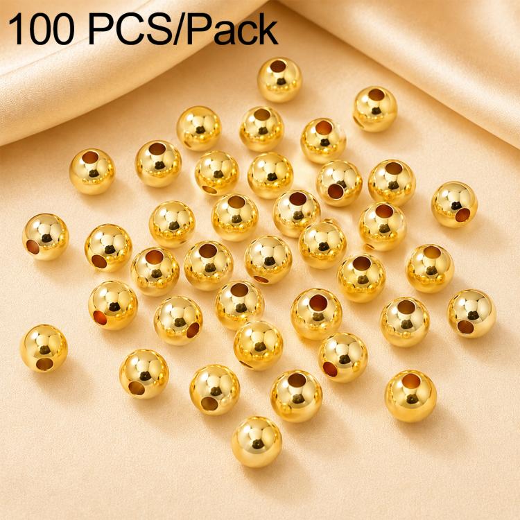 Gold-plated round spacer beads with center hole, smooth finish for DIY jewelry making