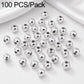 Round spacer beads with smooth finish and straight hole; scattered metal beads in a pack