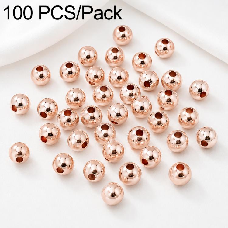 Rose-gold round spacer beads, smooth finish with straight holes, 100-pack