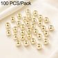 Gold-plated round spacer beads, smooth finish, visible center hole, 100-piece pack