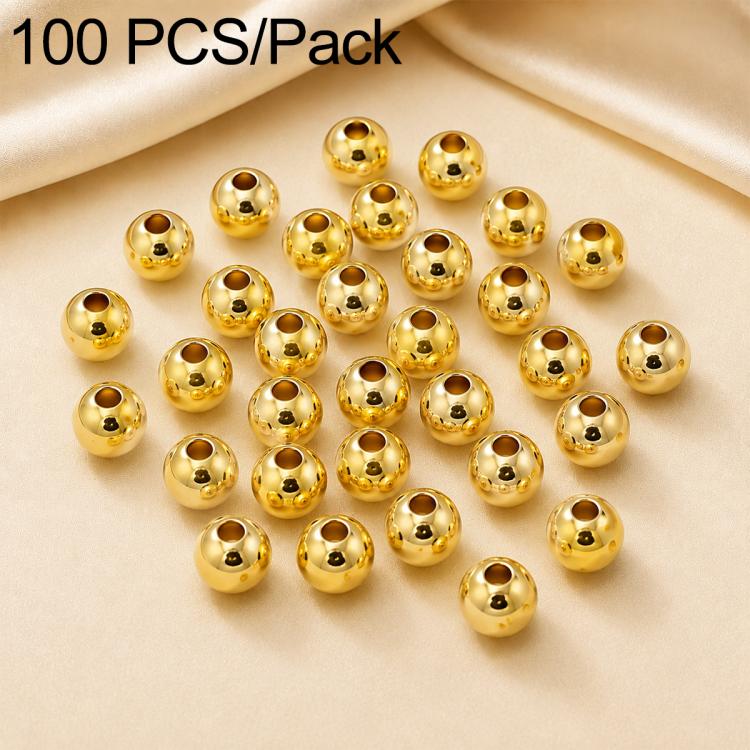 Gold-plated round spacer beads, glossy spheres with straight center holes for DIY jewelry