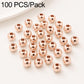 Rose-gold round spacer beads, small drilled holes, smooth finish, 100-pack