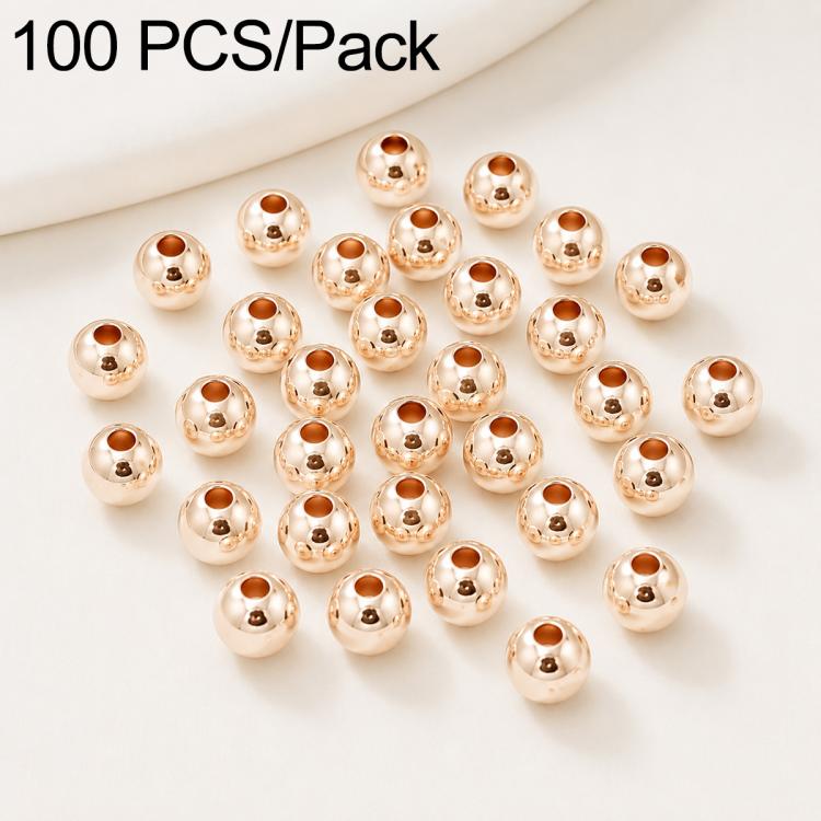 Rose gold round spacer beads with center holes, 100-piece pack