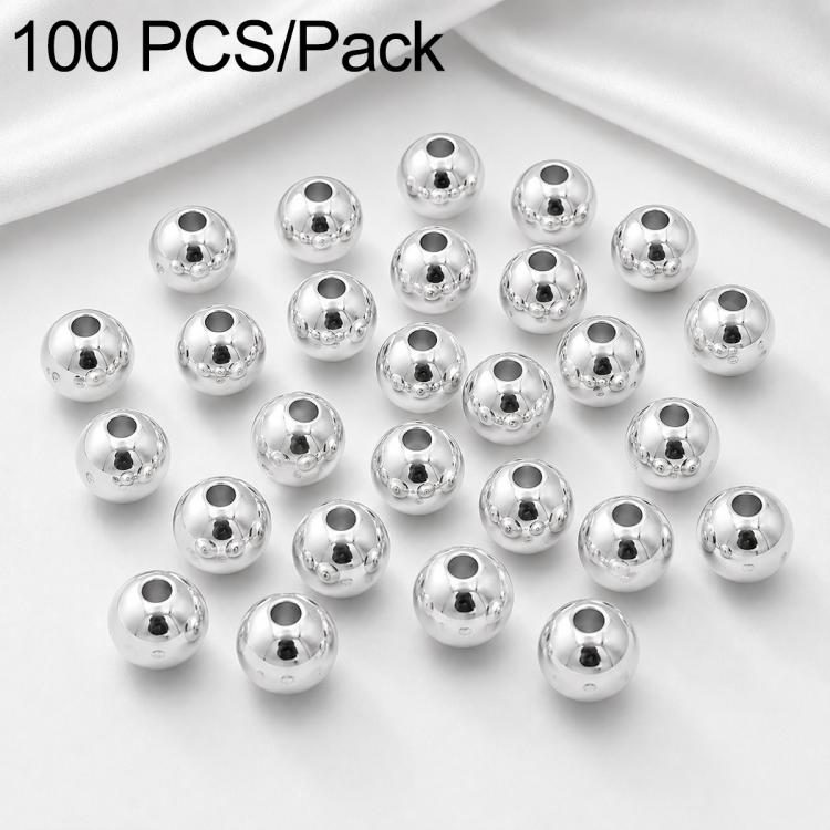 Round spacer beads, smooth metallic finish and straight hole; neatly scattered in a pack