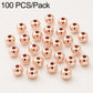 Rose-gold round spacer beads, smooth surface and through-holes, 100-pack