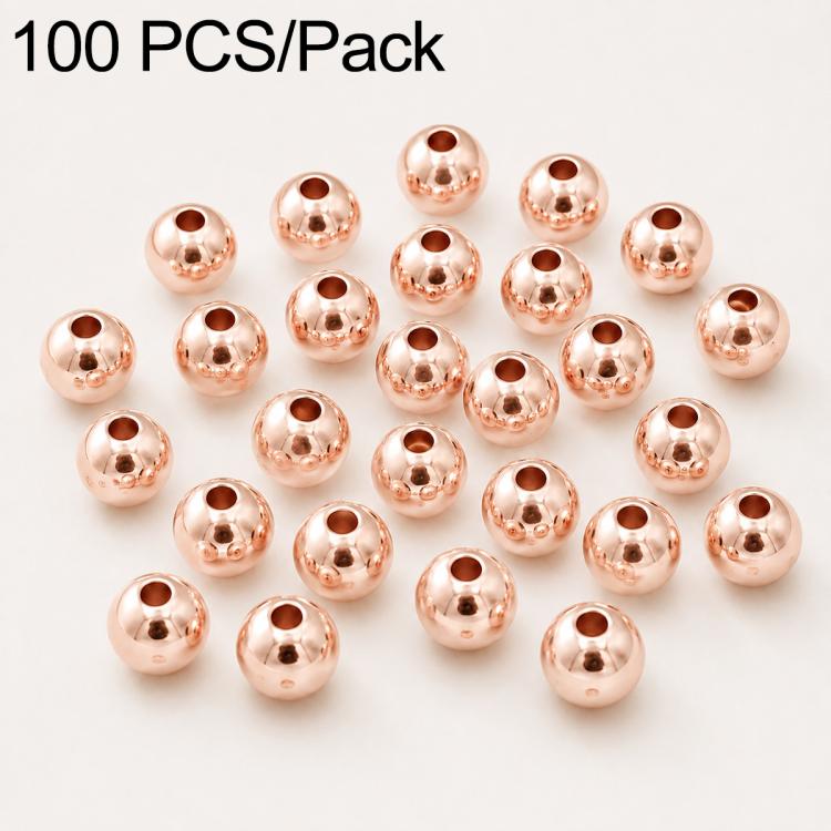Rose-gold round spacer beads, smooth surface and through-holes, 100-pack