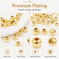 Gold-plated spacer beads with smooth surface, brass core, and reflective finish