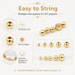 Gold spacer beads with smooth edges, multiple hole options for stringing jewelry