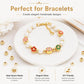 Gold spacer beads bracelet with multicolor flower charms and round center holes