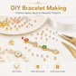 Gold spacer beads for bracelet making, with floral charm bracelet and loose beads