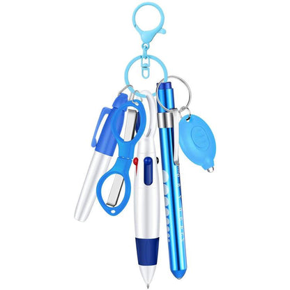 Multifunctional Nurse Ballpoint Pen Set with Flashlight Foldable Scissors Keychain